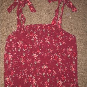 Red floral crop top